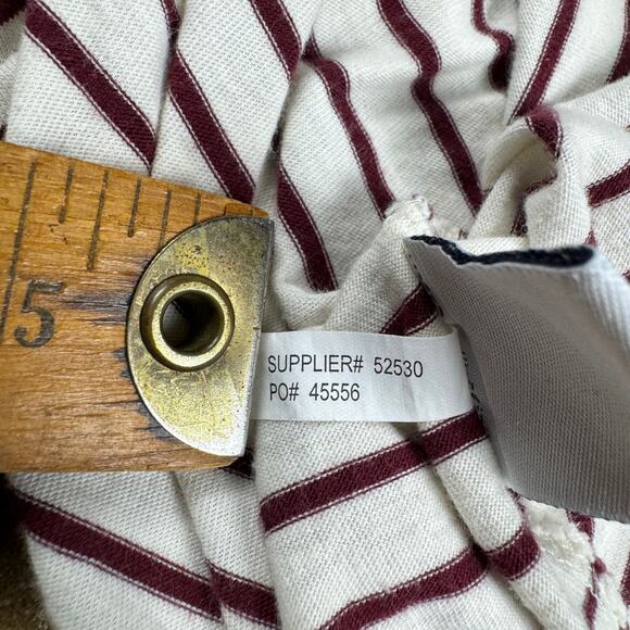 Ralph Lauren Sport Y2K Women’s XL Striped V-Neck T-Shirt Burgundy‎ White - Picture 8 of 11